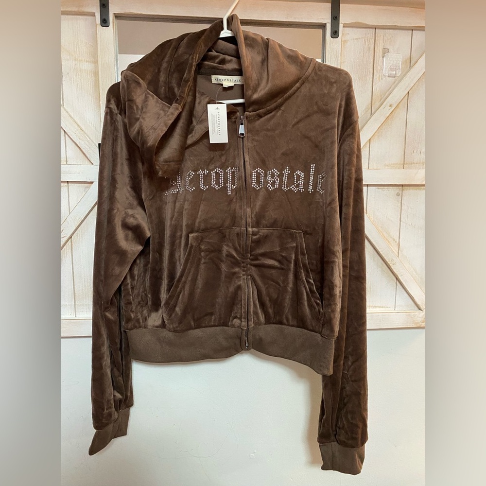 Brand New Gorgeous Chocolate Brown Velour Aeropostale Hoodie
